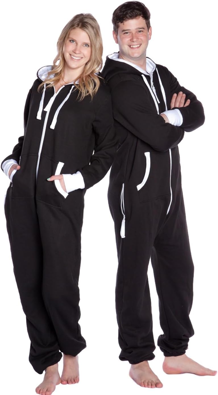 BIG FEET PAJAMA CO. Hoodie Onesie Jumpsuit Premium One-Piece SweatSuit for Men & Women