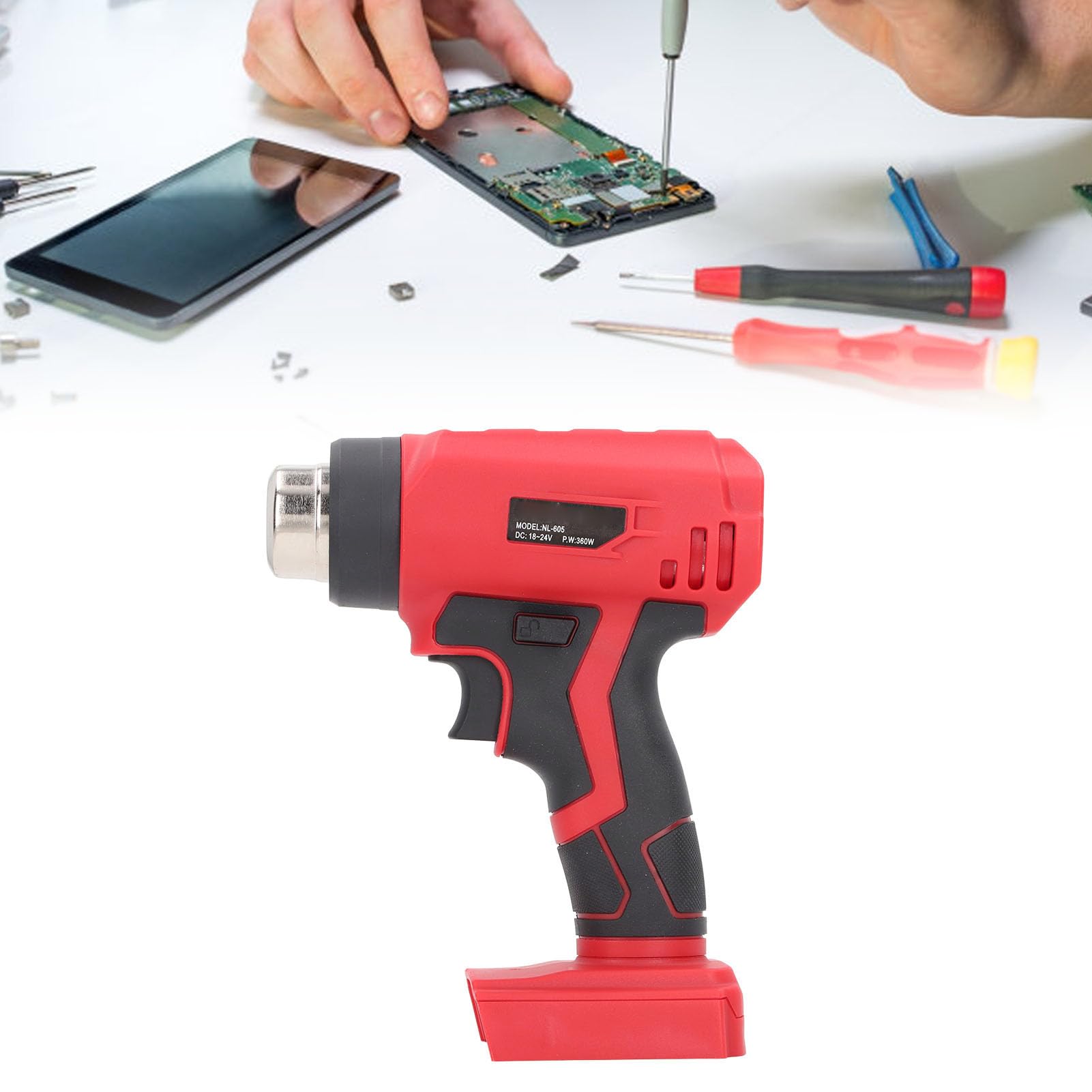 Pistola de Calor Inalámbrica con 4 Boquillas, Alta Temperatura Eficiente, 400 ℃, para Manualidades y Mantenimiento Electrónico, Material ABS