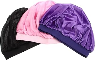 FRCOLOR 3 Peças Touca de Cetim Touca de Cetim Touca de Dormir para Crianças E Meninas Touca de Seda Touca de Cetim para Touca de Dormir de Seda