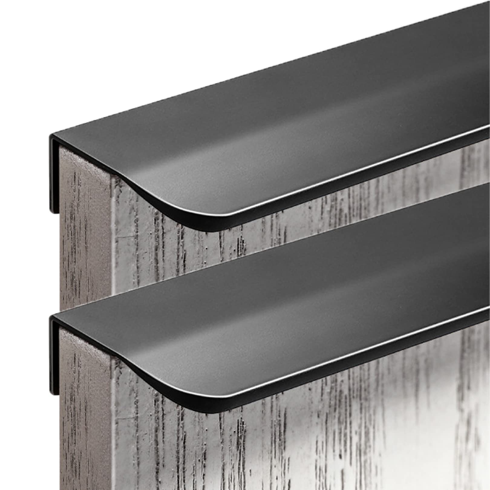 Zcru004 Black Aluminum Alloy Invisible Pull Concealed Handles Wardrobe Kitchen Cupboard Door Knob Cabinet Handle Finger Edge Pull Drawerhandles Matte 2 Pieces (Overall Length 150Mm)