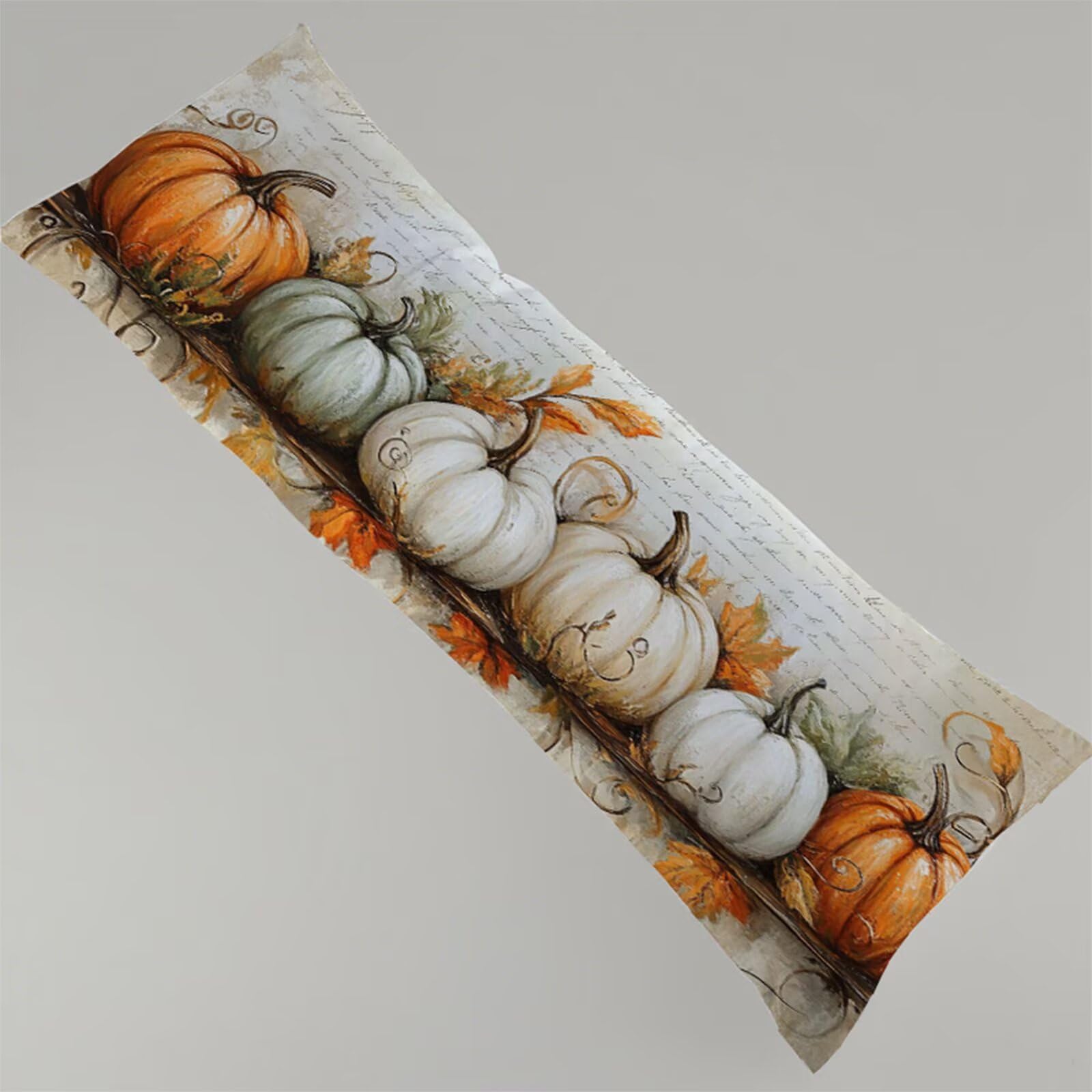 Boczna poduszka do spania, retro poszewka na poduszkę 180 x 60 cm duża poszewka na poduszkę, miękka lniana dwustronny nadruk dyni body poduszka, zamek błyskawiczny ciążowy poduszki do spania z boku Y4