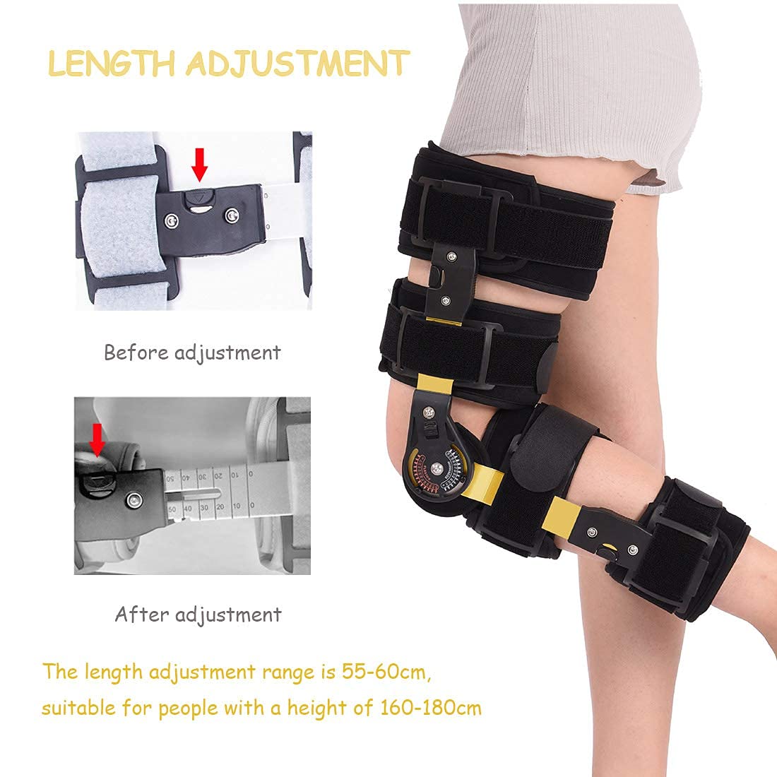 Rodillera articulada ROM ajustable postoperatoria soporte de rodilla ortesis ajustable descargador rodillera para lesiones ACL MCL y PCL, protector ortopédico