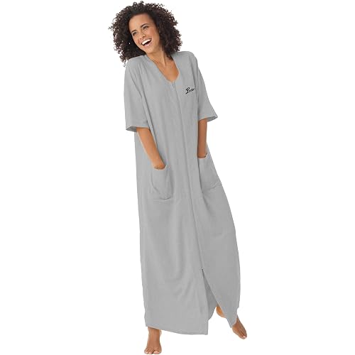 Dreams & Co. Long French Terry Zip-Front Robe
