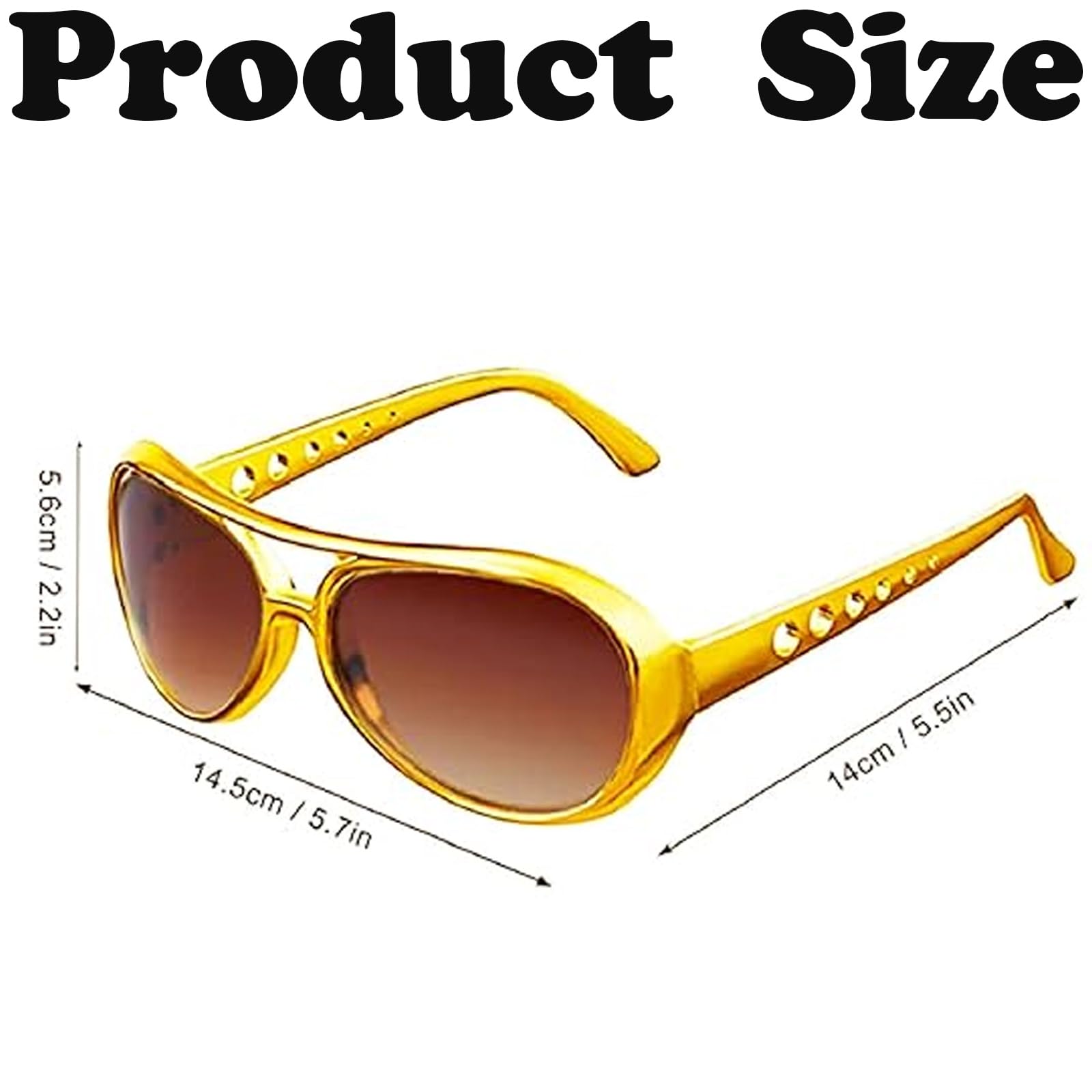 JNGTKL 3pcs Glasses, Rock Star Cool Golden Costume Glasses, 80's Disco Gold Sunglasses, Sunglasses - Image 2