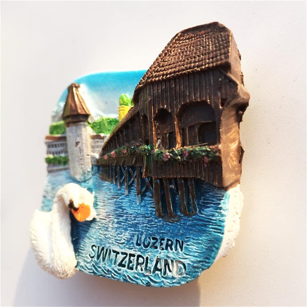 Lucerna Svizzera - Magnete per frigorifero da viaggio, souvenir per frigorifero, collezione artigianale 3D