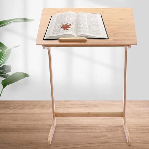 Mesa de bambú de ángulo ajustable, soporte para computadora portátil, mesa inclinable, escritorio, sofá, cama, mesa auxiliar adecuada para