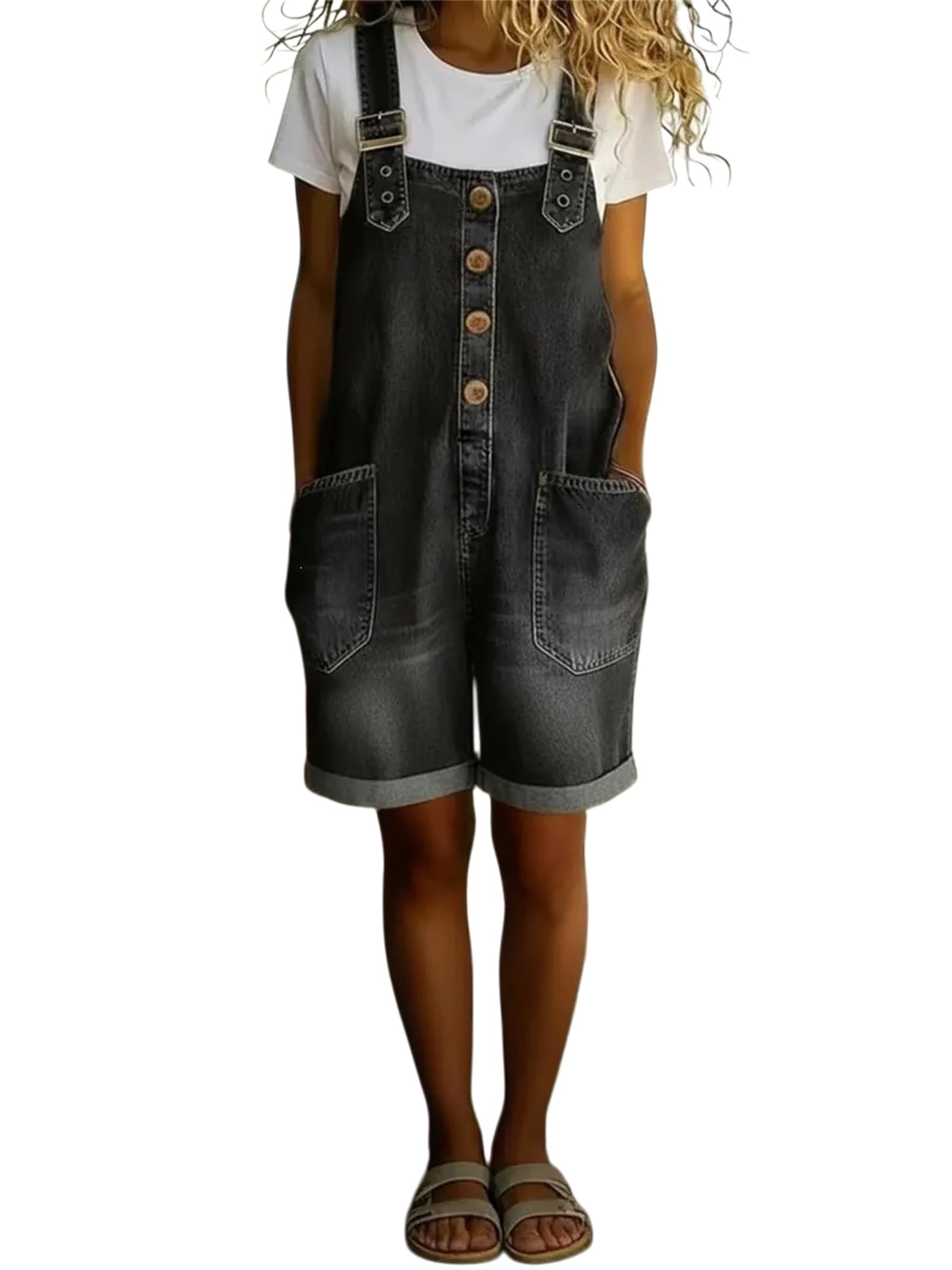 Peto vaquero estilo Y2K para mujer, con tirantes ajustables, estilo vintage y corte holgado