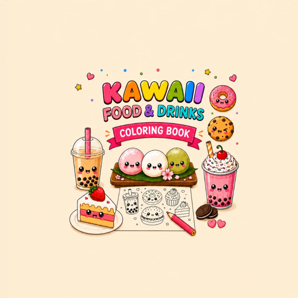 KAWAII FOOD & DRINKS COLORING BOOK: COLOR,LEARN,ENJOY