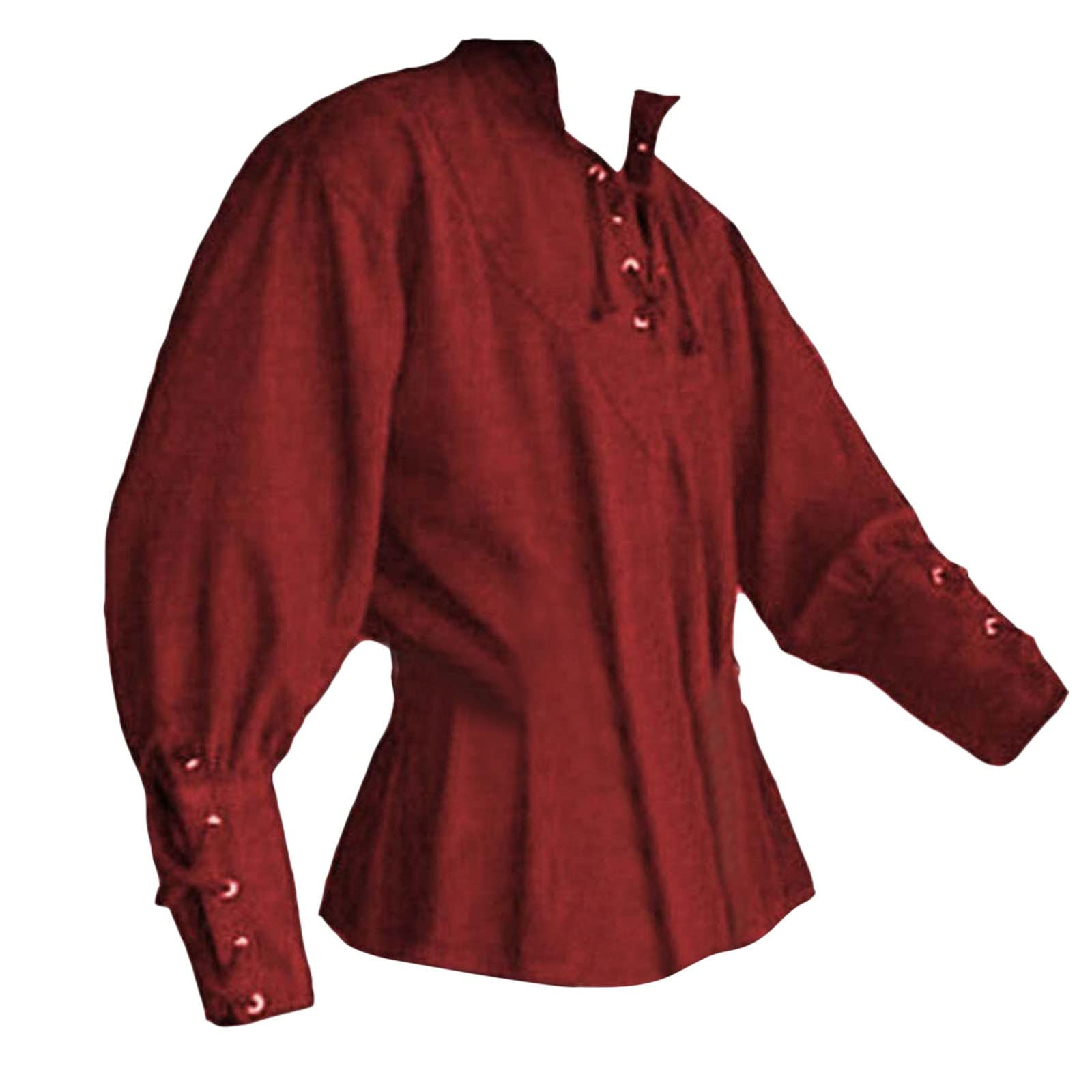 Caxndycing Men's Medieval Tunic LARP Knight Shirt Skirt Robe Cosplay Costume Halloween Party Medieval Costume Viking Renaissance Stand-Up Collar Shirt — image 1