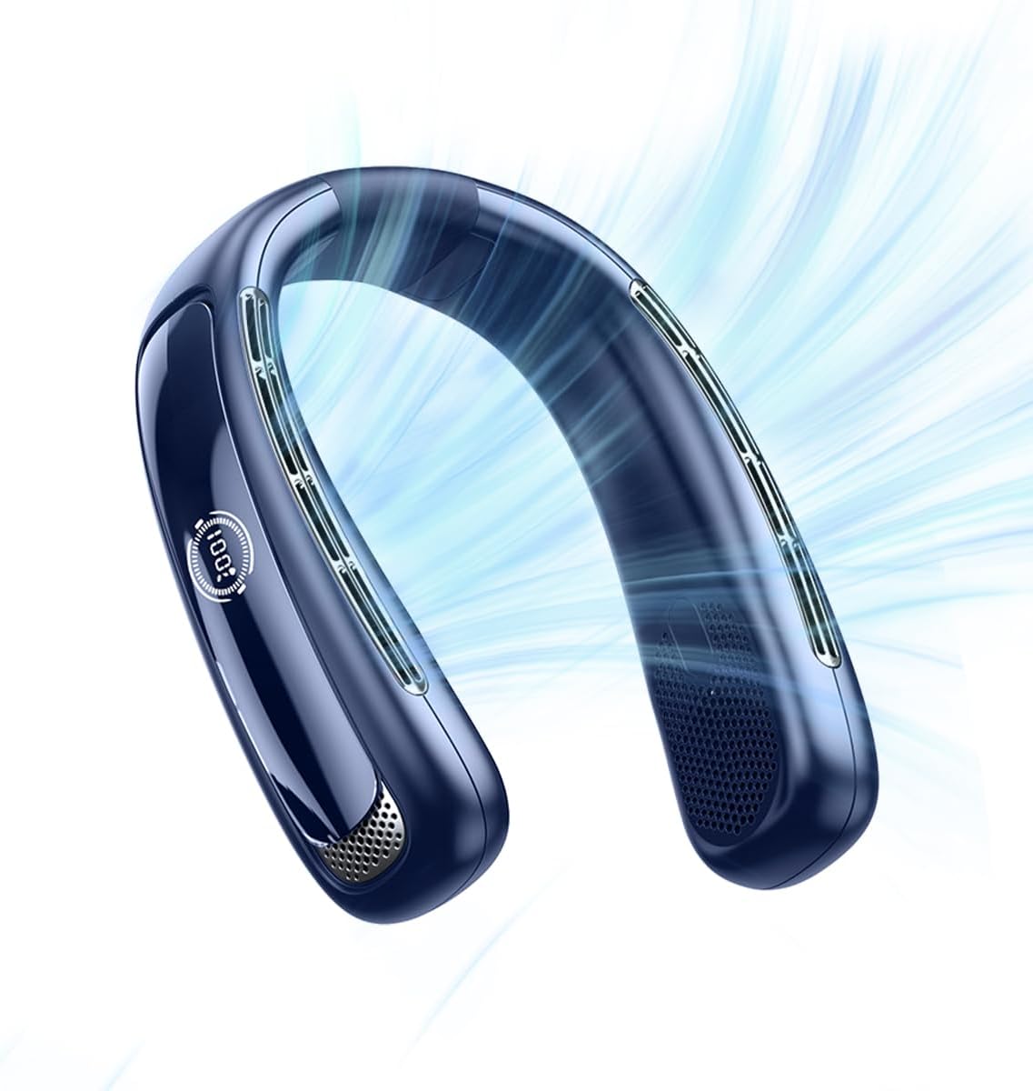 Portable Neck Fan Personal Air Conditioner 5200mah Bladeless Cooling Neck Fan Portable Rechargeable That Blow Cold Air Neck Cooler Wearable Fan Around Your Neck For Men Women Travel Essentials Gift blue