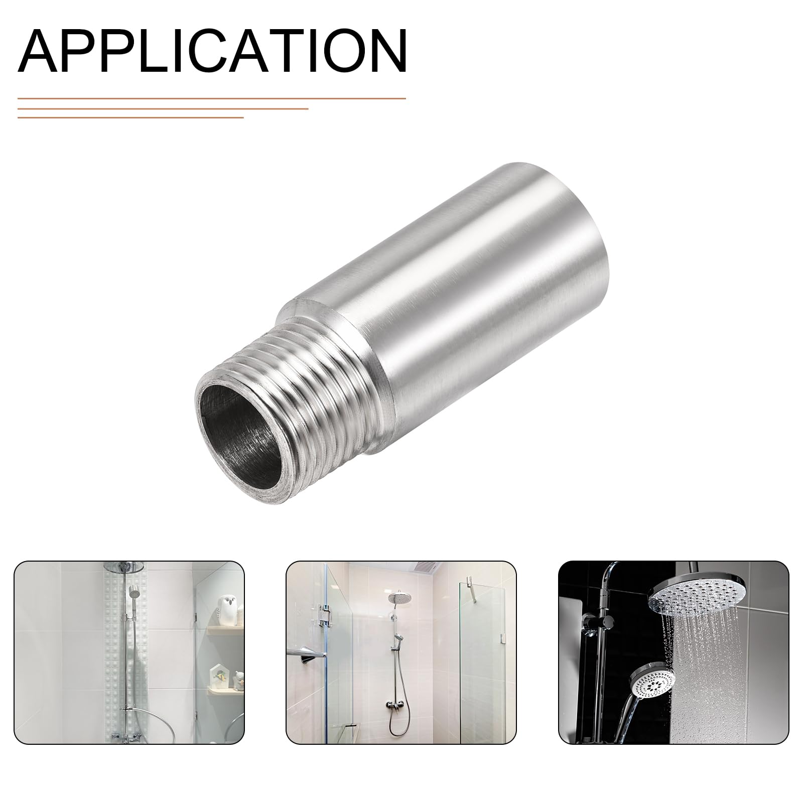 DTGN 2.36"x0.94"(LxD) Shower Head Extension Tube Pipe Fittings, 2Pack, Good for Bathroom - Image 4