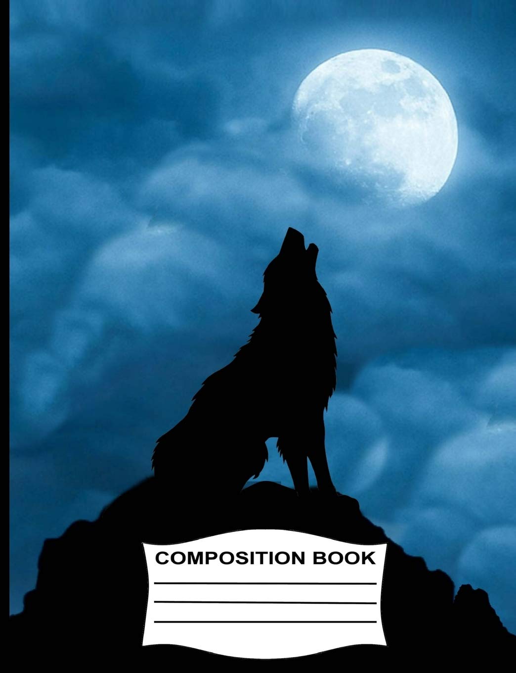 Composition Book: Graph Paper 4x4 Wolf Howling at the Full Moon -Notebook for school, Journal for girls, boys and kids