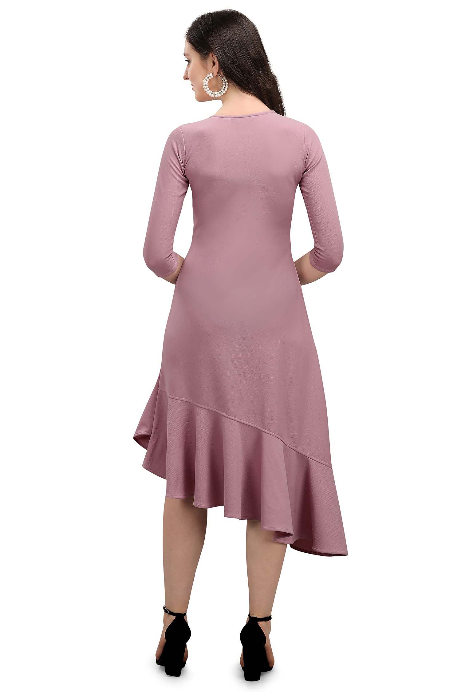 Purvaja Women's Corduroy Fit And Flare Knee-Length Dress (Ruby-026-Lv-L_Light Violet