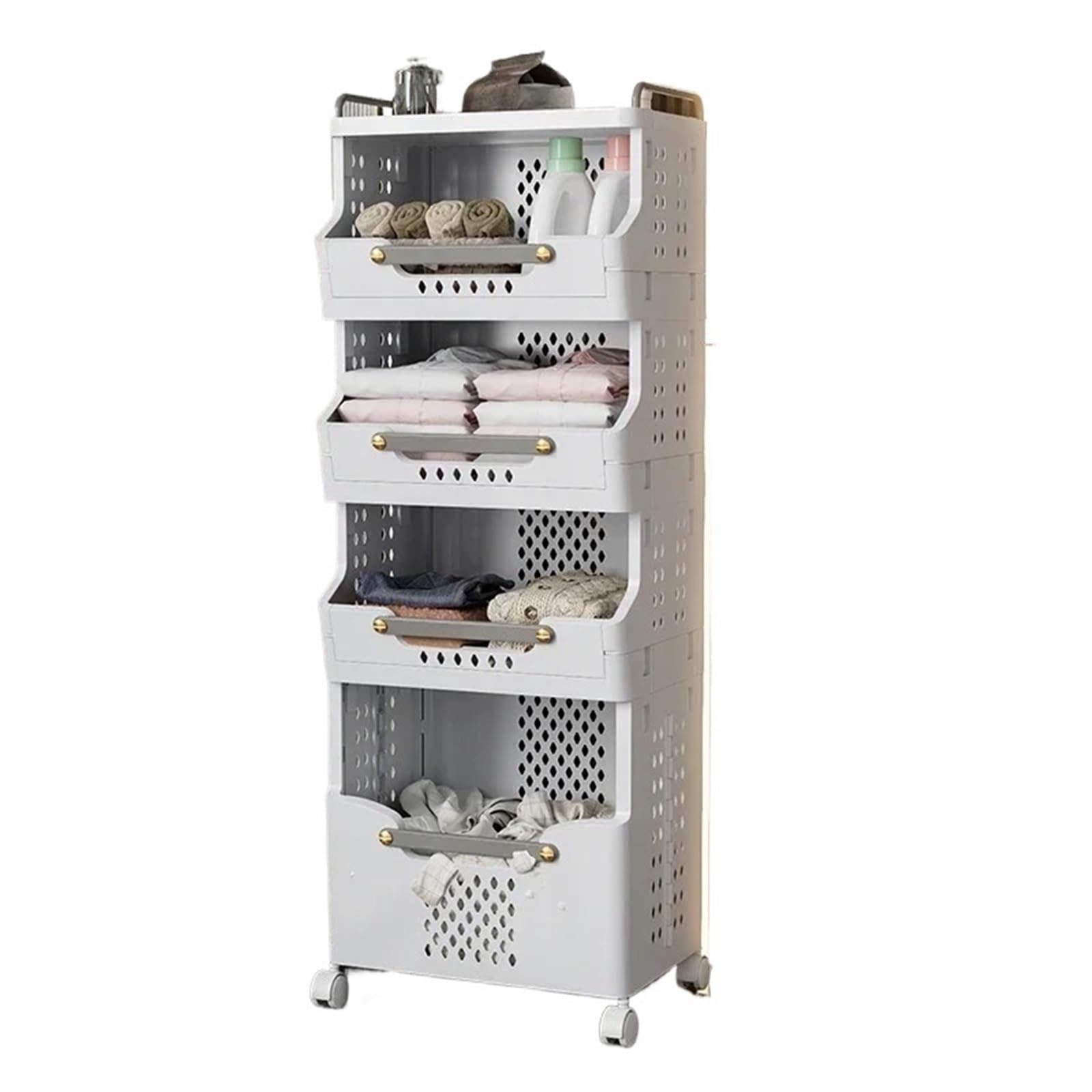 Cesto Portabiancheria Con Ruote Cestino for vestiti sporchi Carrello di grande capacità Carrello portaoggetti da parete for bagno Cestini portaoggetti a prova di umidità