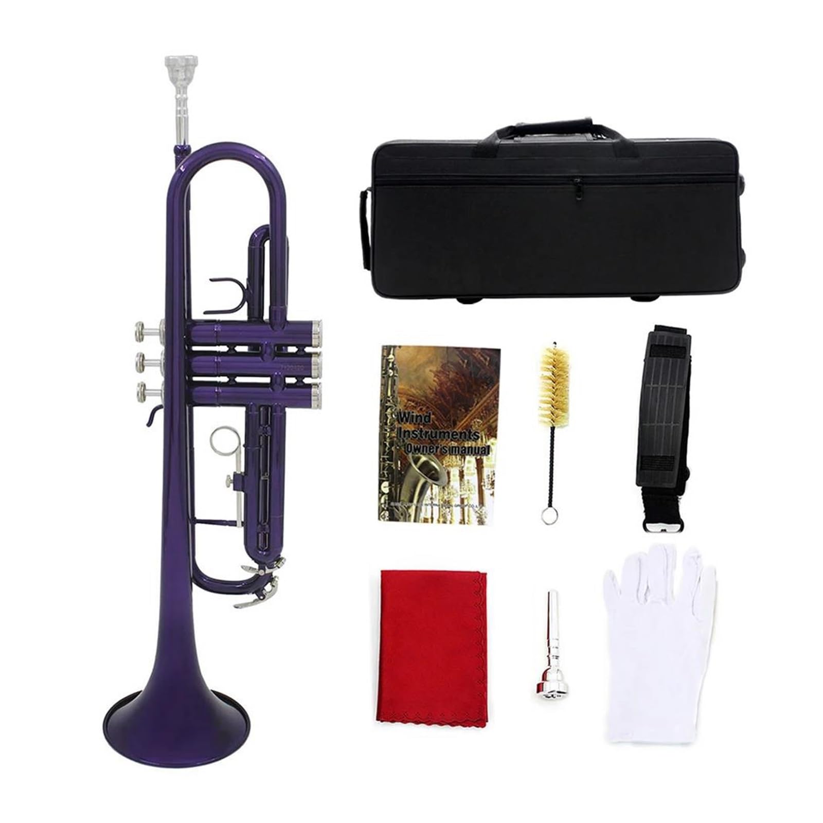 Profesjonalna Trąbka Trąbka Bb B Płaski Instrument Dęty Blaszany Trompete Z Paskiem Na Futerał Ustnik Akcesoria Do Instrumentów Muzycznych (Color : Purple)