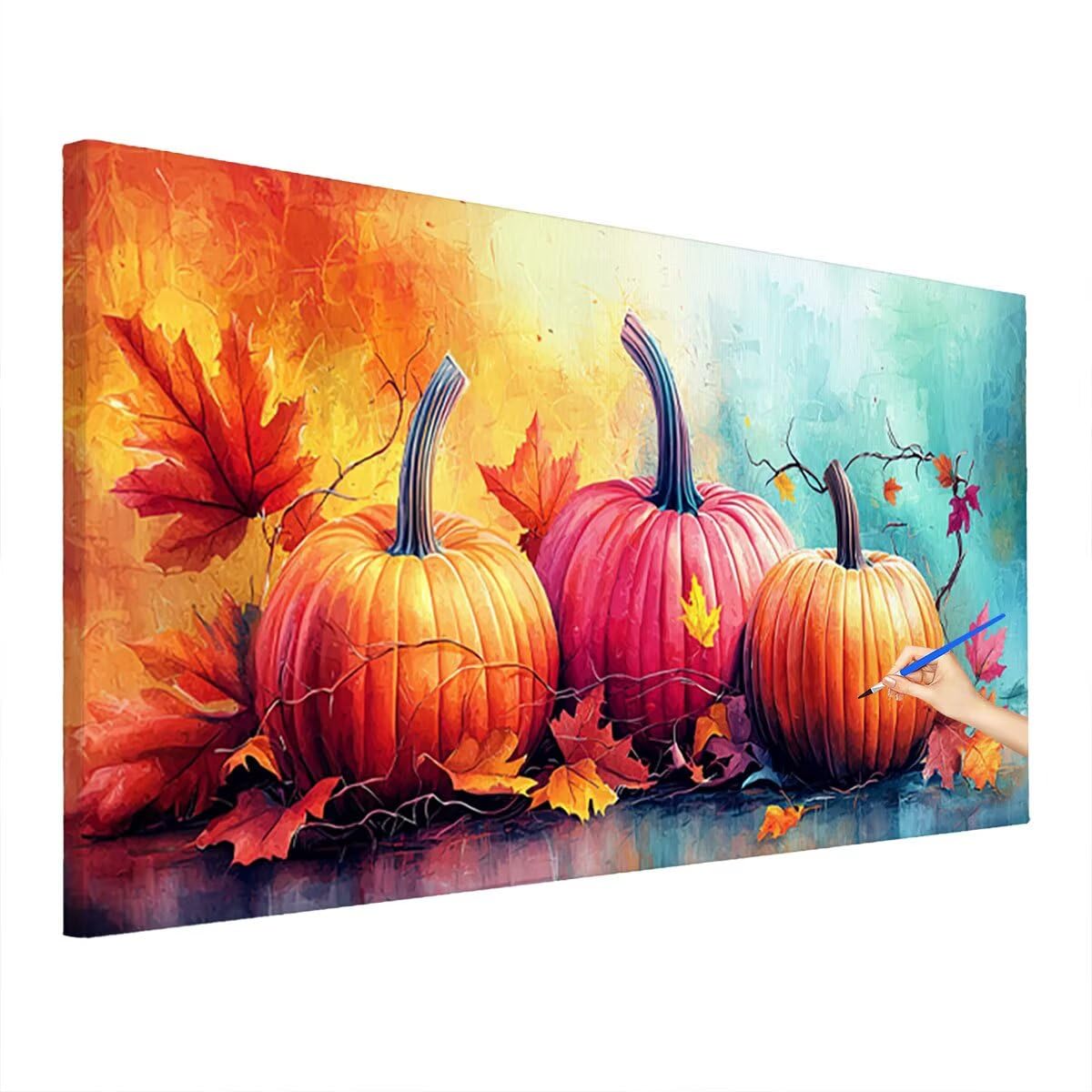 Paint by Numbers Zucca, Dipingere con i Numeri Adulti Autunno, Fai Da Te Quadri da Dipingere Numerati, Kit di Pittura Acrilica per Principianti, Hobby Creativi Adulti, Decorazioni Casa, 220x100cm U-65
