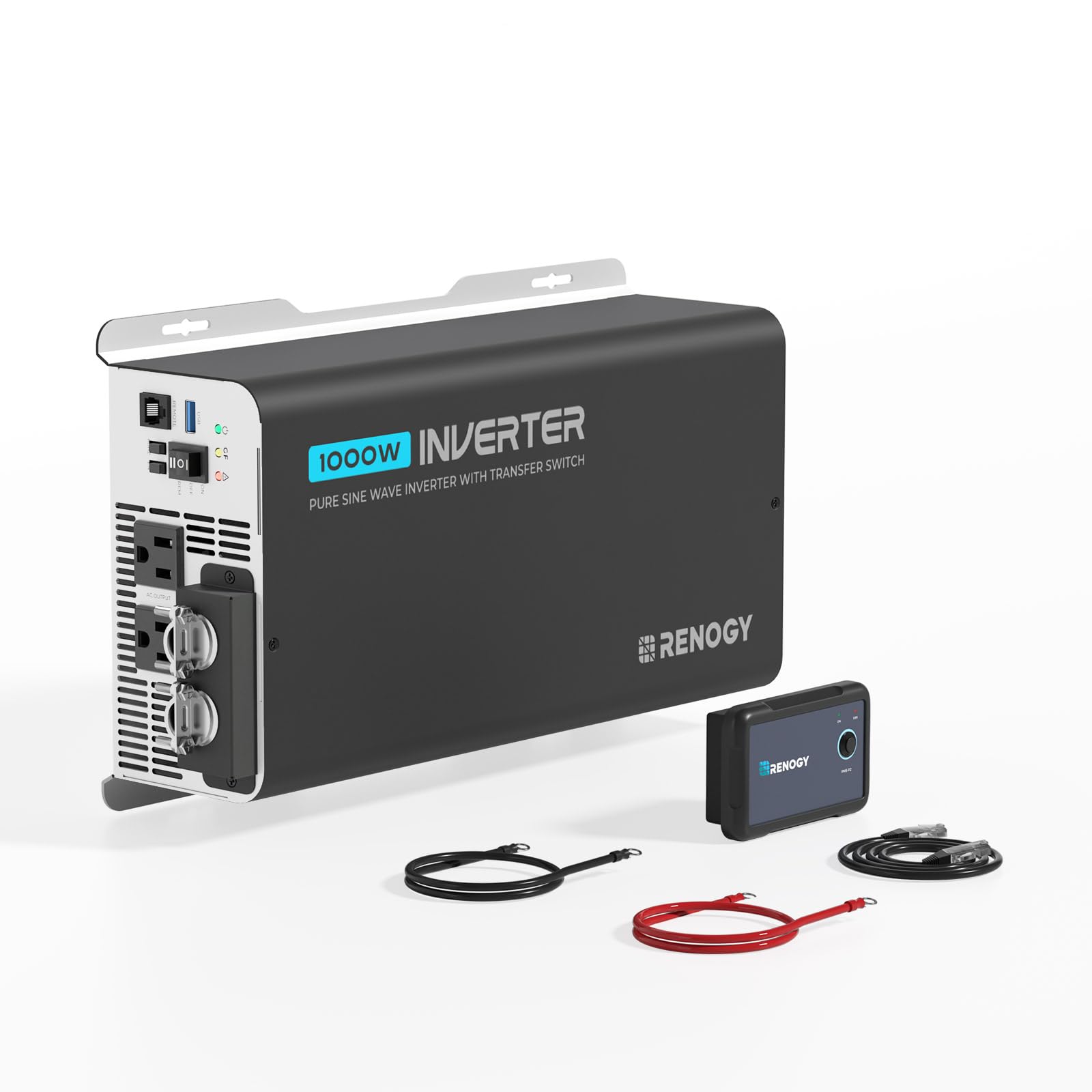 Renogy Inverter PUH 1000 watt Pure Sine Wave Inverter, Built-in Transfer Switch and Bluetooth, Car Power Inverter 12V to 120V AC Converter for RV, Truck, Camping, Home, Emergency, Off-Grid Living