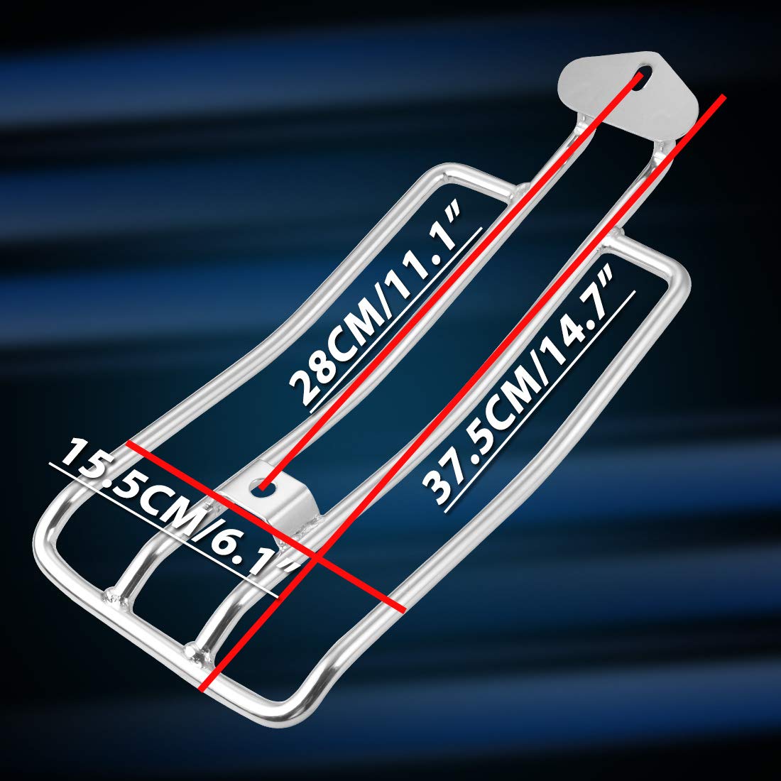 KaTur Moto Porte-Bagages Support à Tablette pour l'arrière Solo Seat 280mm (11") Argent Convient Harley XL Sportster 883 XL1200 1985-2003