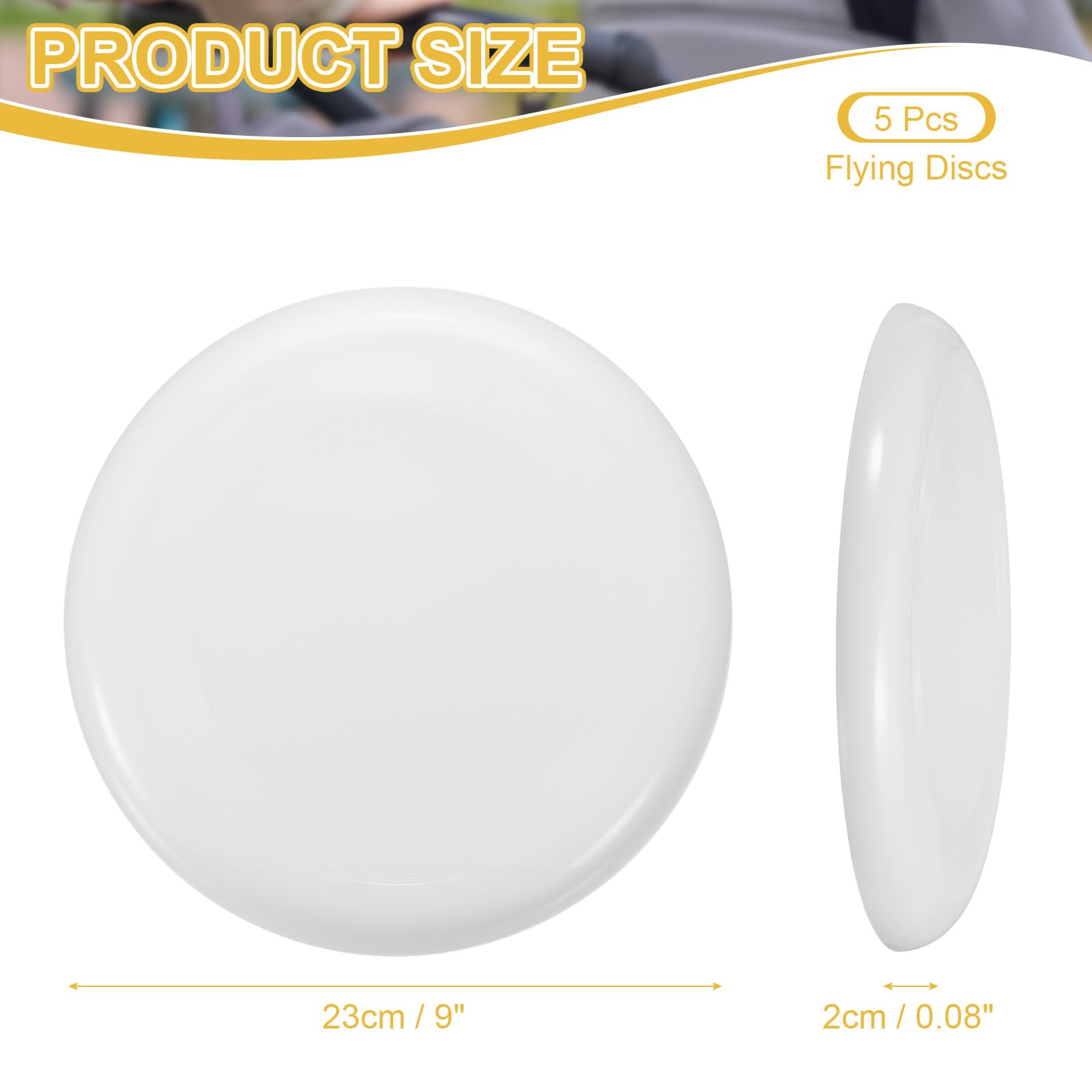 PATIKIL Flying Disc 9 Inch, 5 Pack Colorful Plastic Flying Disk Flyer for Outdoor Sports Training Playing Lawn Game, White