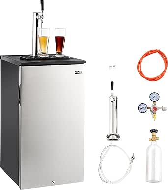 VEVOR Beer Kegerator, Single Tap Commercial Draft Beer Dispenser, Holds 1 Sixth Keg, Includes 2.5 lbs CO₂ Tank, Refrigerator with Shelves, 92L