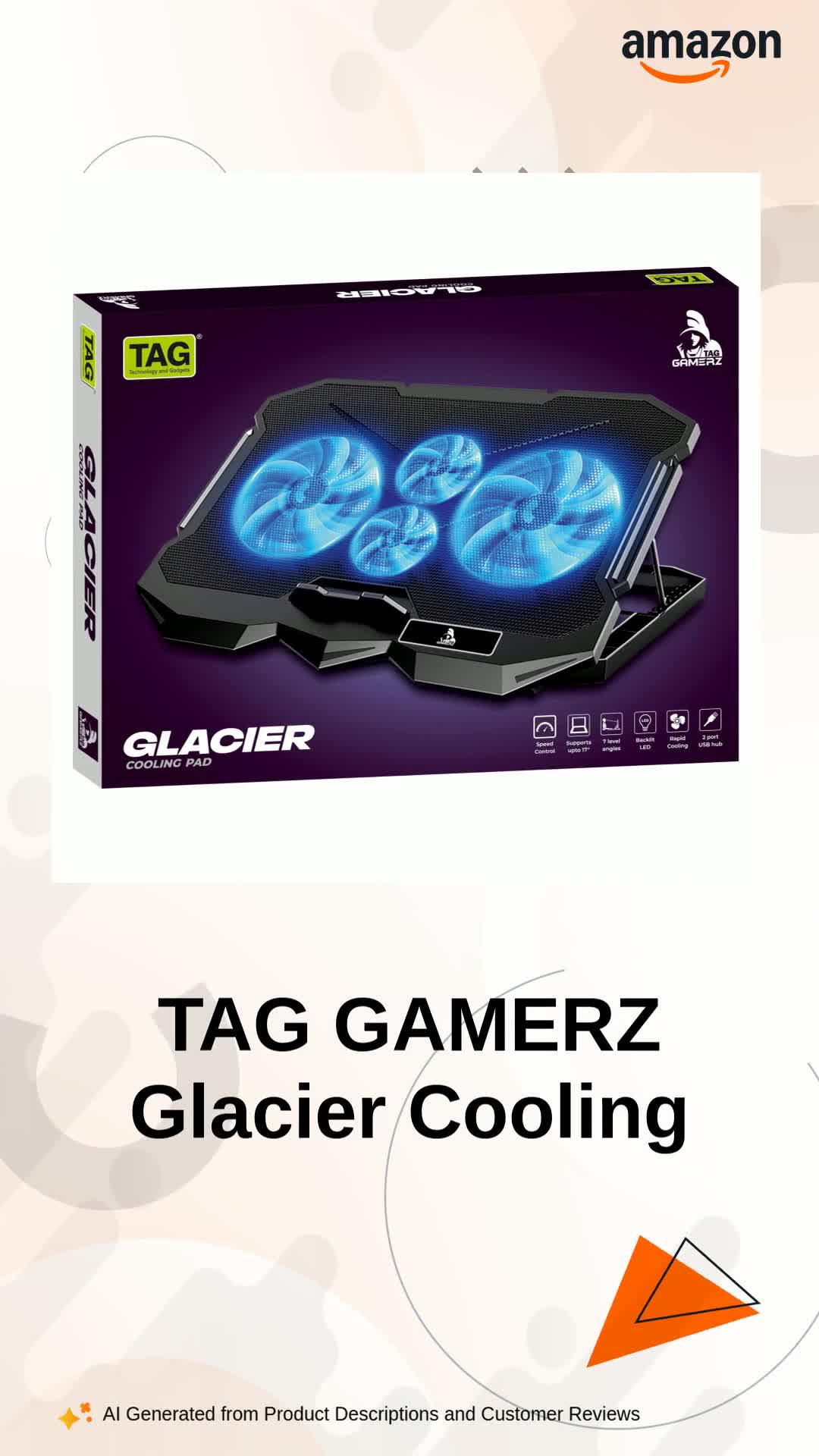 TAG GAMERZ Glacier 4 Fans Laptop Cooling Pad with Dual USB Port