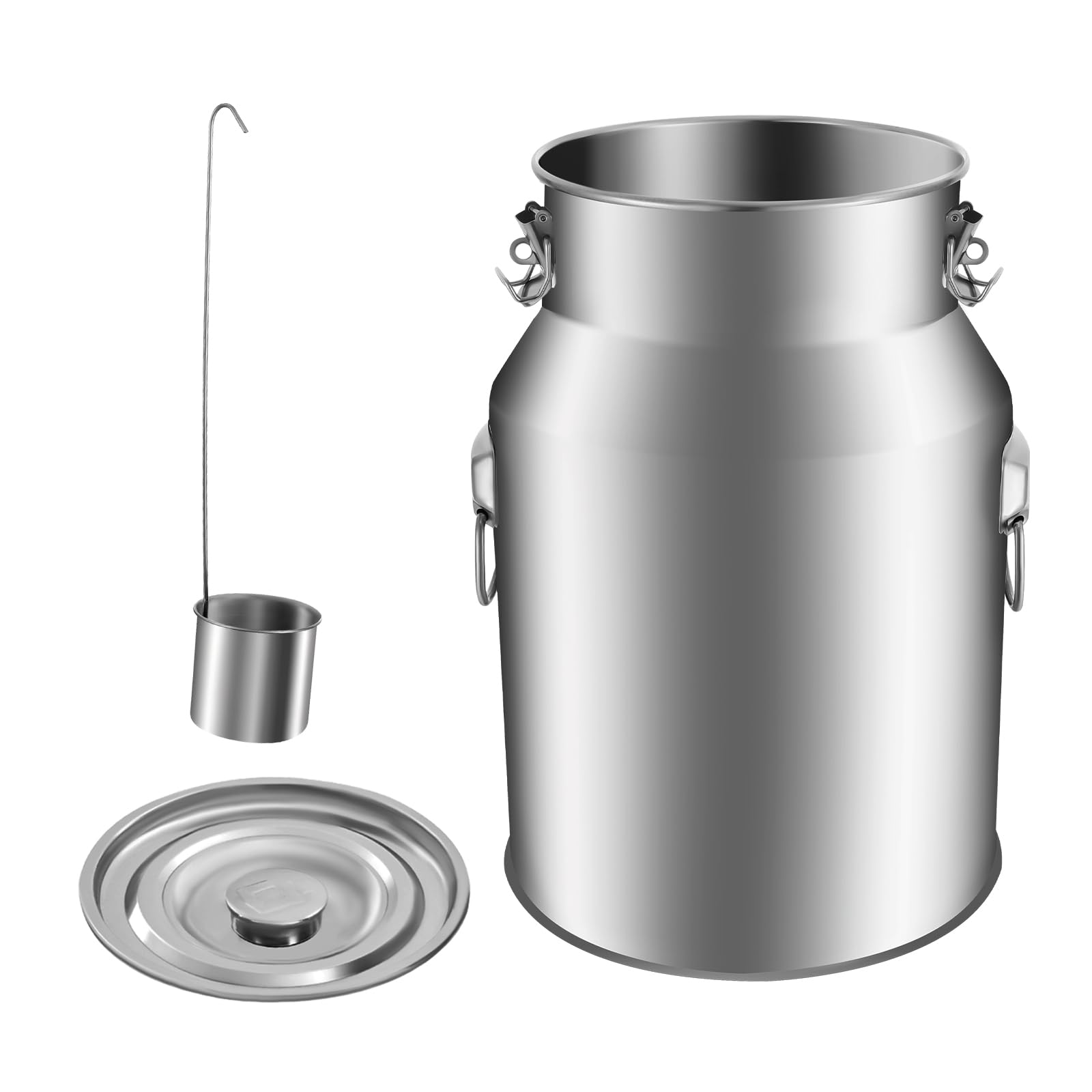 Jarra de leche de acero inoxidable hermética, jarra de leche de 28 L con tapa sellada y cuchara, jarra de transporte multifuncional, depósito de almacenamiento sellado hermético para uso privado y