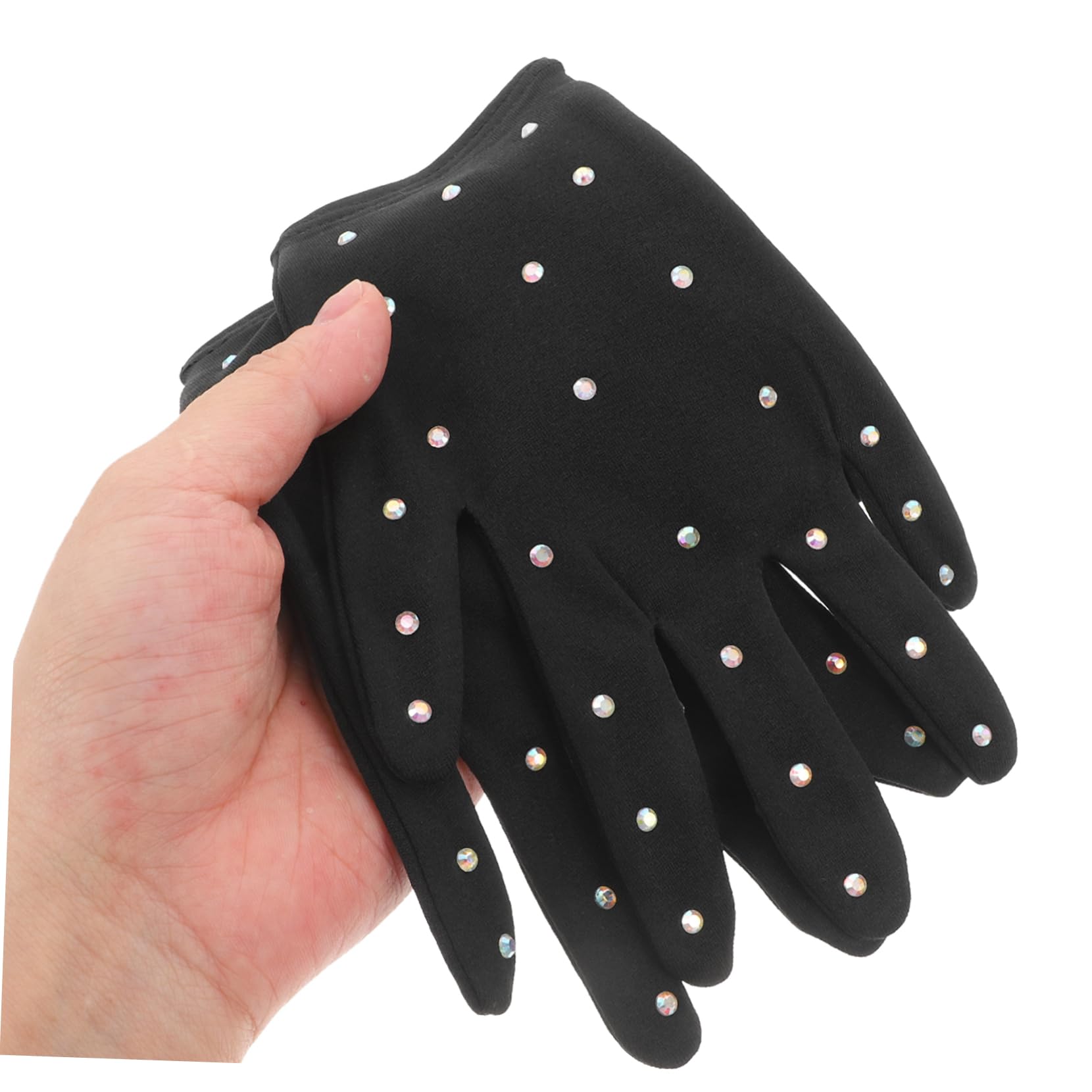 Toyvian Guantes de Patinaje artístico Guantes de Oro Mujeres Guantes de Encaje sin Dedos cordón Hielo Guantes de Fiesta de niña Guantes de Baile de niña Licra Black