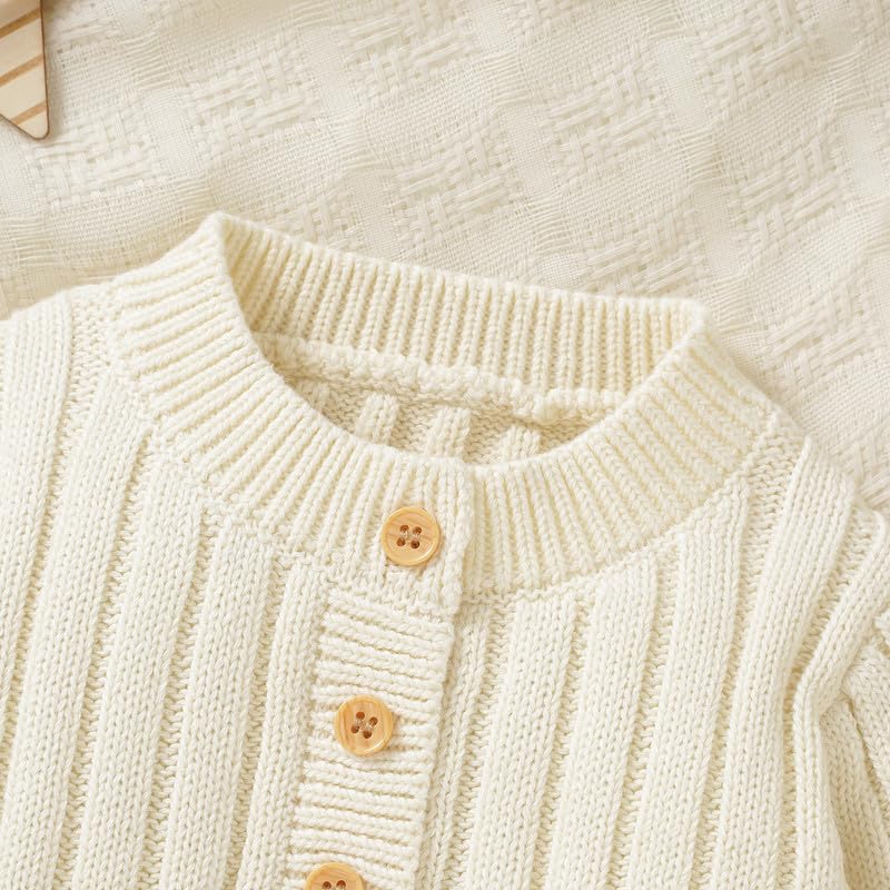 Neiwech Baby Boy Girl Romper Newborn Infant Knit Striped Solid Long Sleeve One Piece Jumpsuit Clothes4