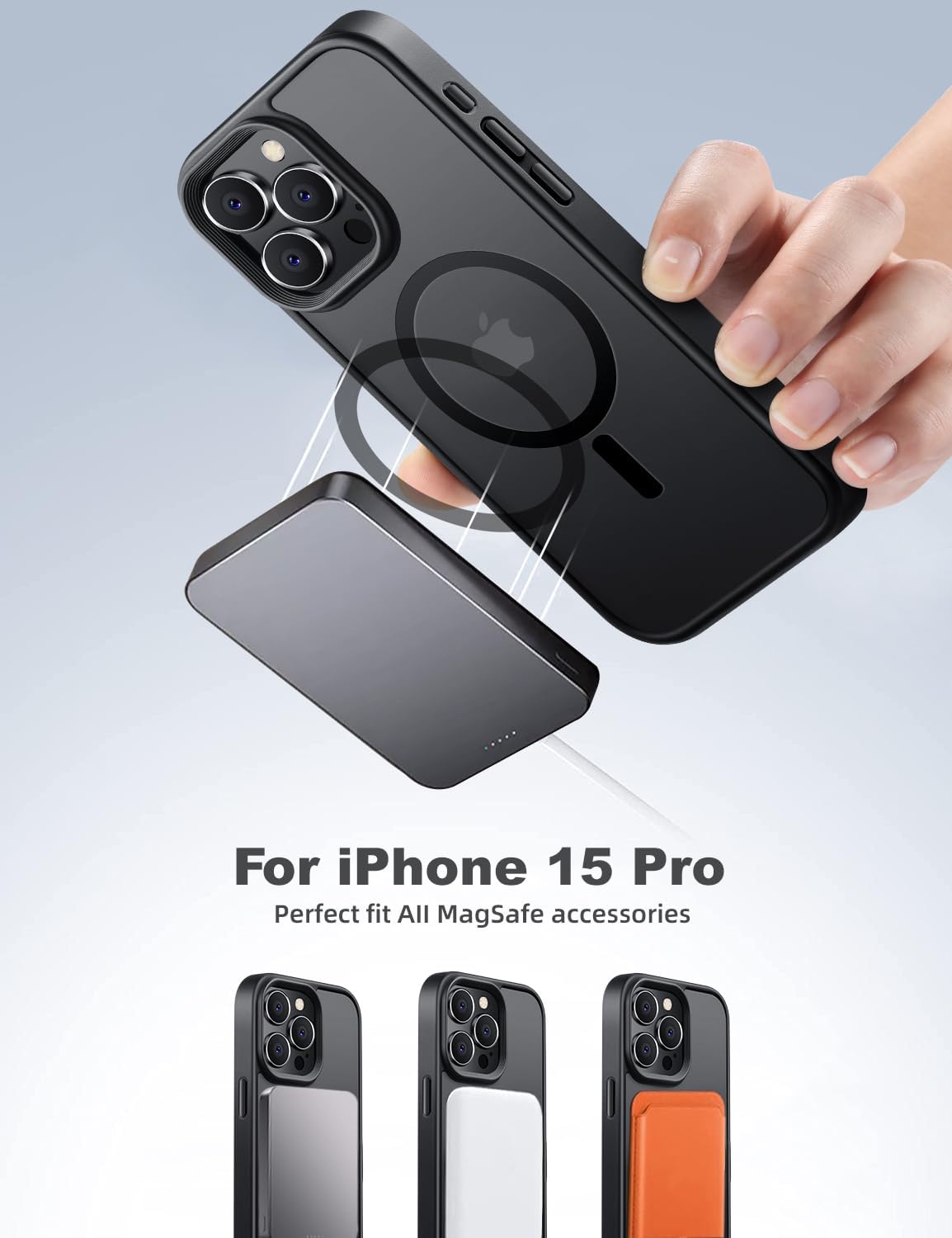 Strong Magnetic for iPhone 15 Pro Case Fits MagSafe 10FT Drop Resistant Matte Skin Feeling Back Cover Shockproof Slim Fit for iPhone 15 Pro Phone Case 6.1 inch, Black - Image 7