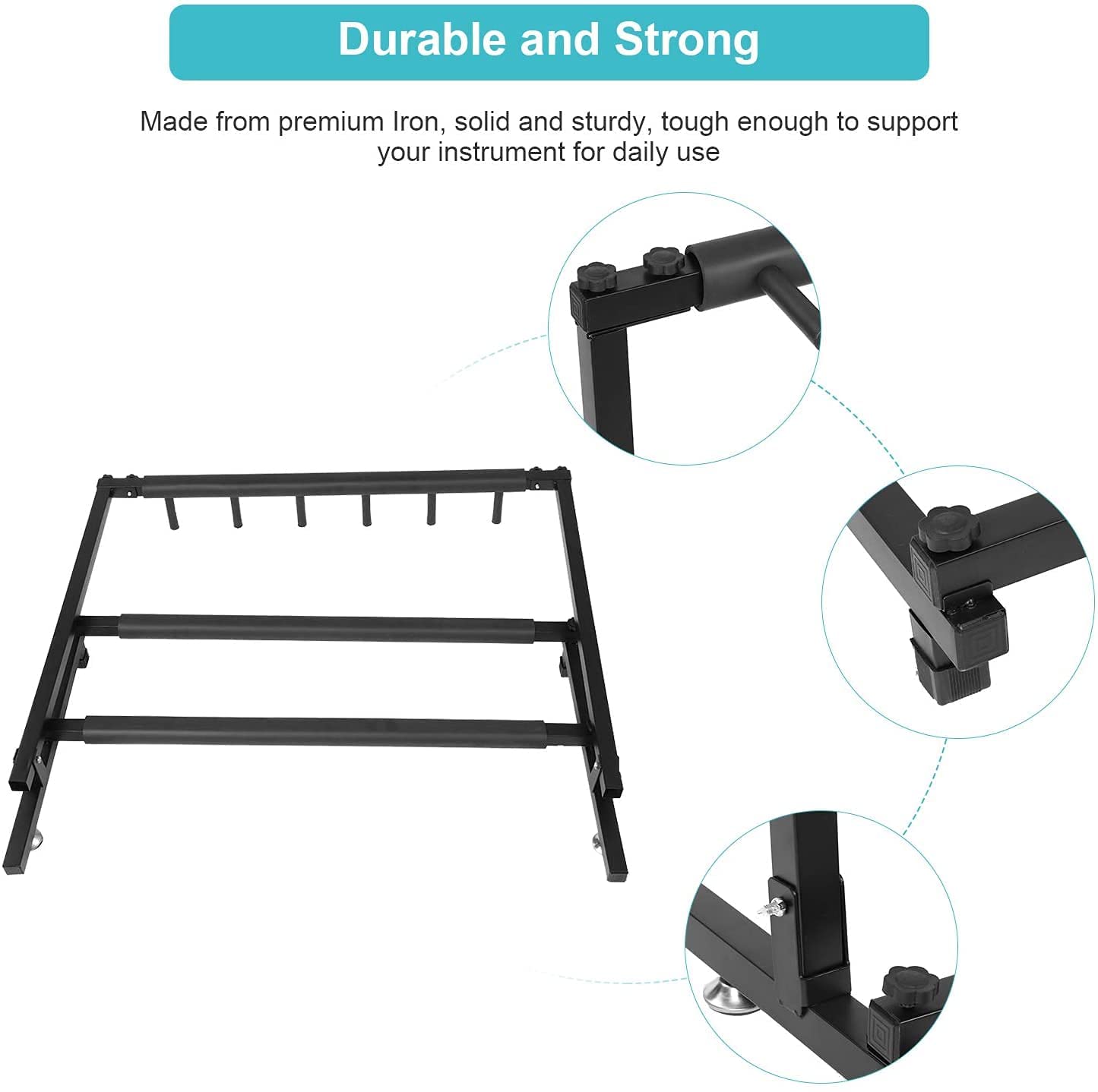 Dioche Support pour Guitare et Basses, Portant pour 5 Guitares, Pliable, Porte Guitare avec Rembourrage en Caoutchouc Antidérapant, Présentoir de Guitare Électriques Acoustique (5 Places)