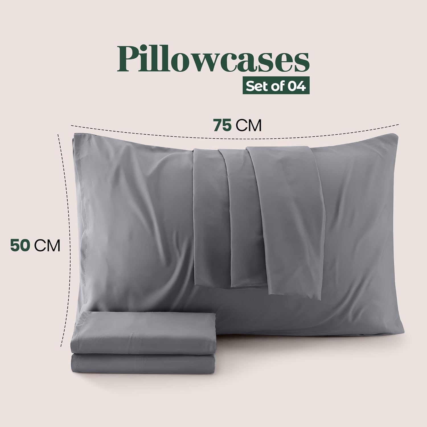 Utopia Bedding – Pillow Cases 4 Pack – Standard Size 50×75 cm – 100% Brushed Microfiber Pillowcases with Envelope Closure – Wrinkle, Fade, Stain Resistant Pillow Cases – Grey