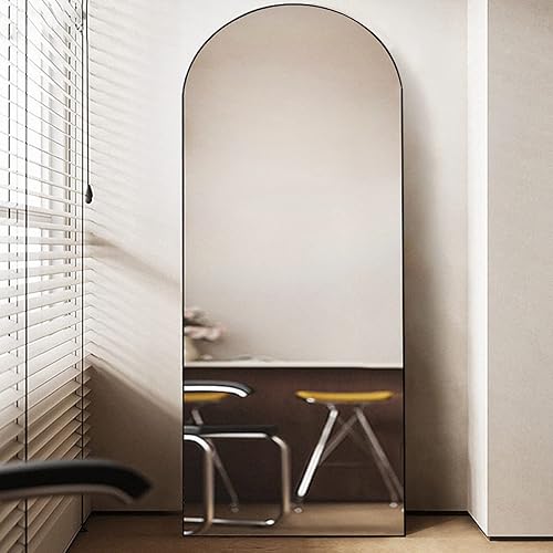 Miniatura 3 de Espejo de piso, 76 x 34 pulgadas, espejo arqueado de longitud completa con soporte, espejo de pie, espejo de cuerpo completo, espejo grande, espejo