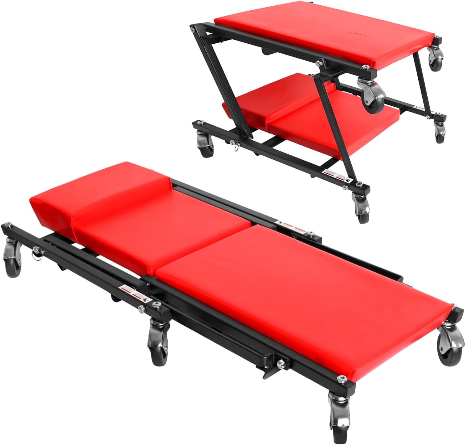 BIG REDATR6505R Torin Foldable 36" Creeper and 22" Rolling Seat, 250 lbs Capacity - Red