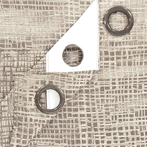 Image of Story@Home Bloom Collection Jacquard Checks Pattern Ring top Eyelet 4 Piece Door Curtain - 7 Feet, Copper Brown