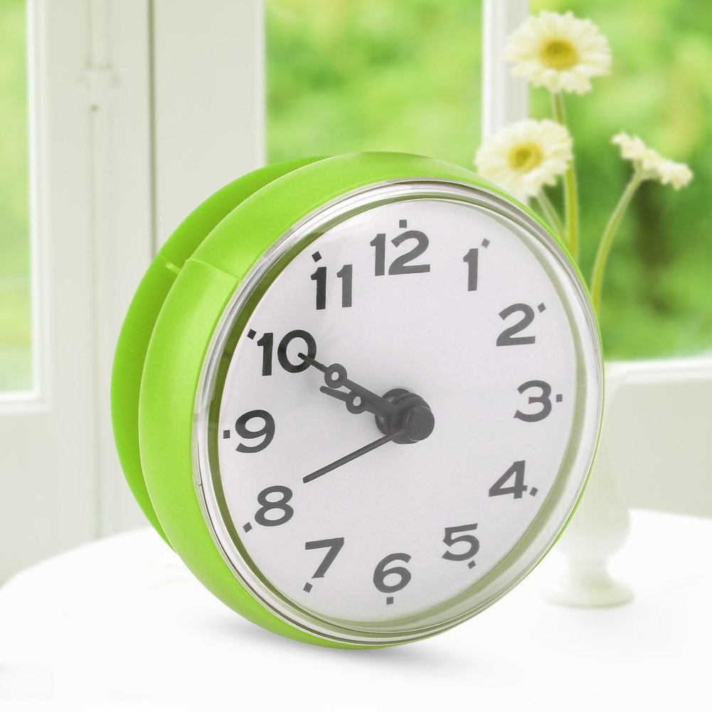 Yosoo Impermeabile orologio con ventosa doccia tondo orologio quadrante digitale per bagno doccia bagno di Arabica banduhr montaggio a parete, verde