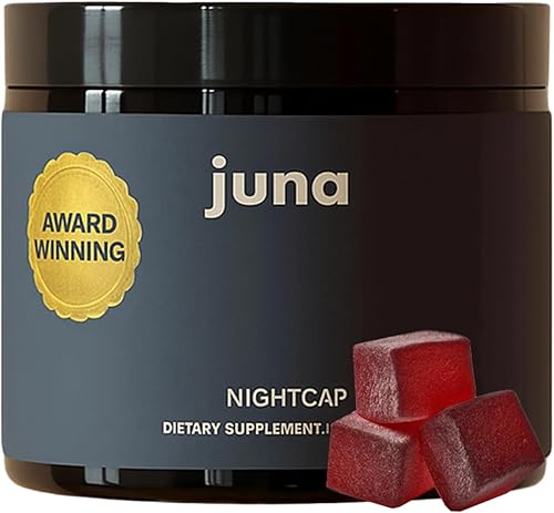 Juna Nightcap - Gomitas para dormir, sin azúcar, totalmente natural, con dosis bajas de melatonina, cereza ácida, GABA, magnesio, manzanilla y