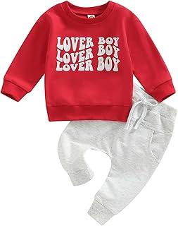 Snaked cat Baby,Clothing,Baby Boys 0-24m,Outfits & Clothing Sets Snaked cat Baby Boy Valentines Day Outfit Solid Color Letter Print Sweatshirt Top Drawstring Pants 2PCS Clothes Set