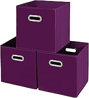 Vista 48 de Yunkeeeper - Contenedores de almacenamiento, cubos organizadores de tela con asa, cubos plegables para almacenamiento de tela o accesorios, 11 x 11