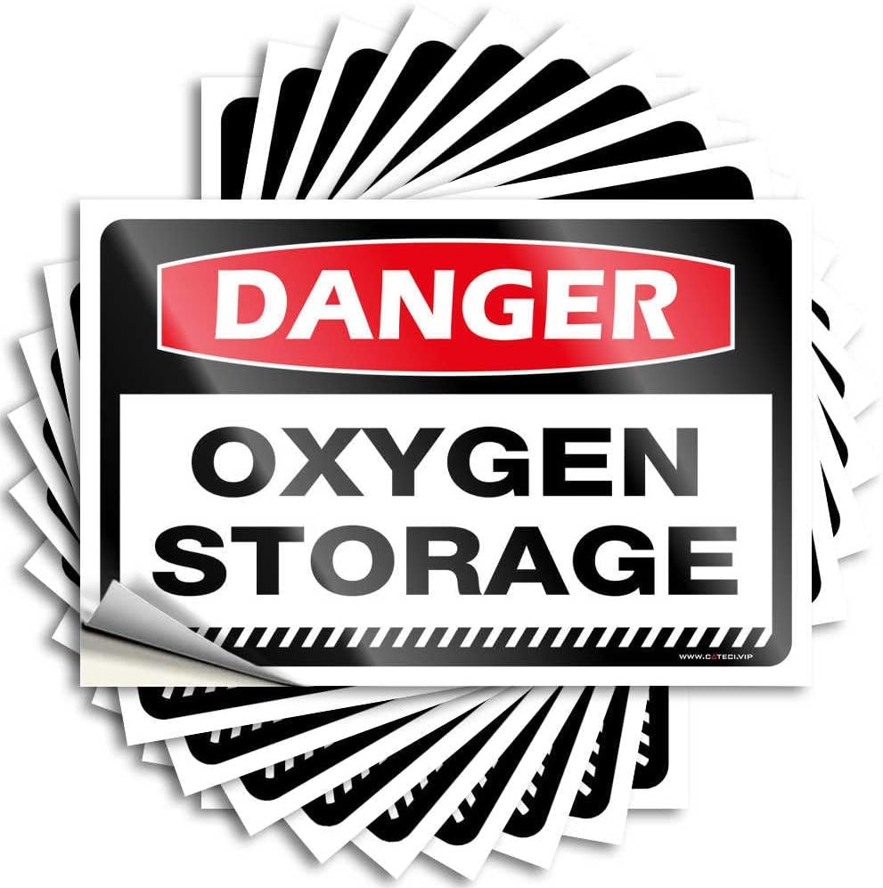 Funny Car Decals Danger Oxygen Storage Stickers 10Pcs Tool Decal Man Cave Funny Signs(12X18CM)