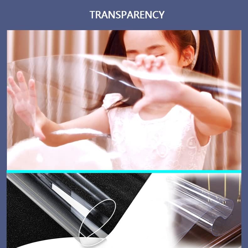 Miniatura 6 de ERWLH Protector de mesa de PVC transparente de 0.059 in de grosor, 16 x 16 pulgadas, 2 piezas de cristal impermeable, protege tus muebles de madera,