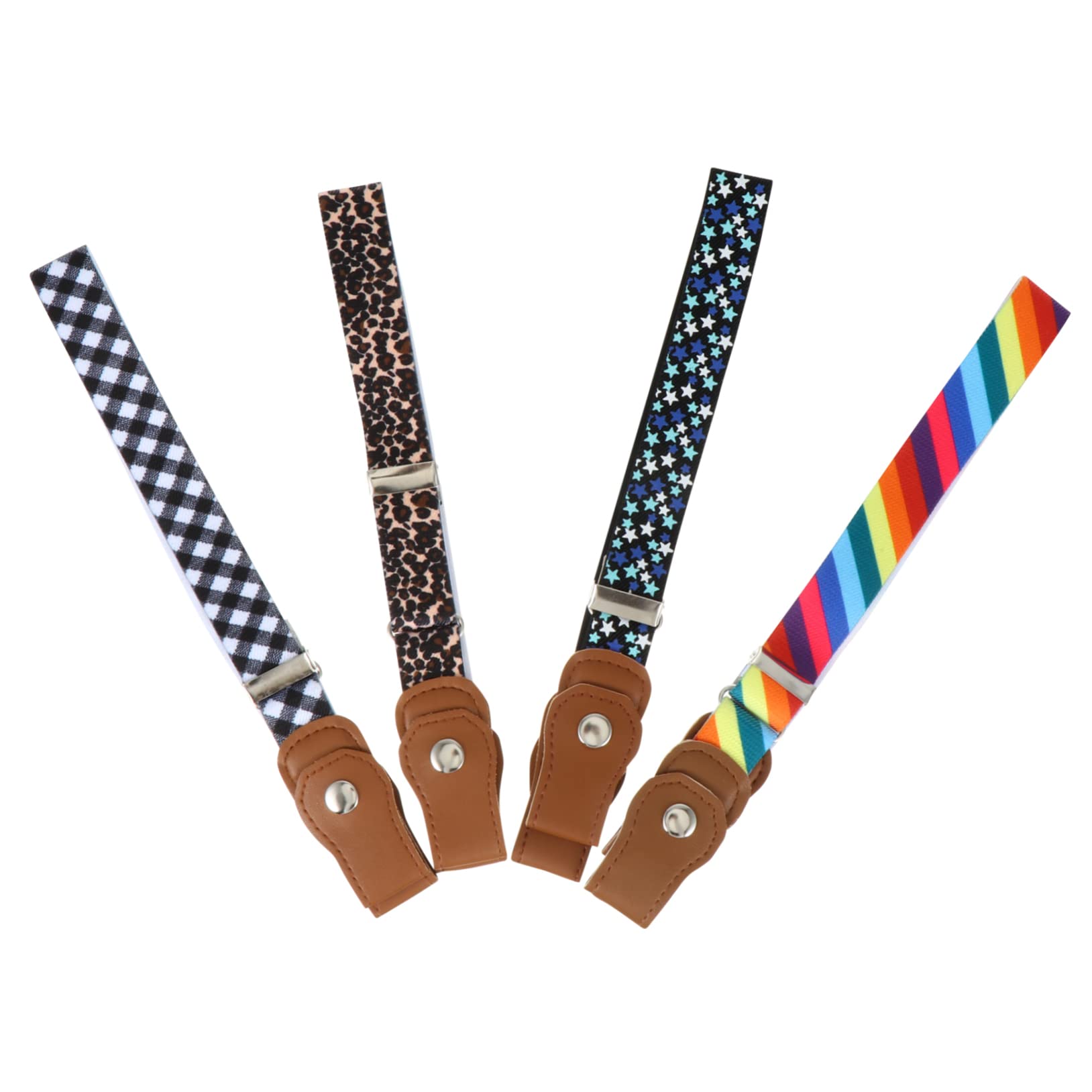 Didiseaon 4Pcs Elastic Waistbands Fashion Belts for Boys and Leopard for Dresses and Everyday Wear