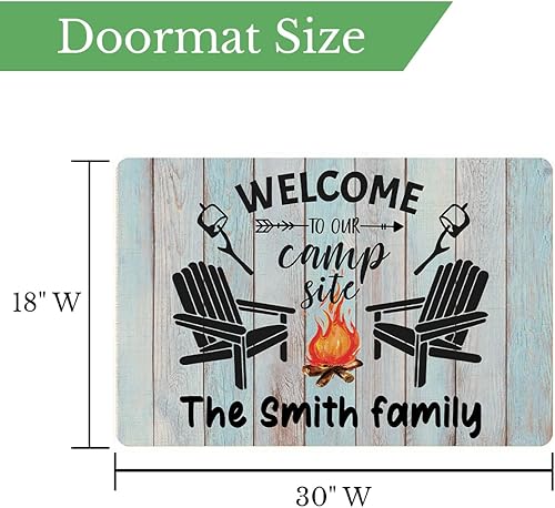 Miniatura 3 de Auomily Tapete personalizado para cámper de 30 x 18 pulgadas, tapete personalizado para puerta de campamento, caravana, apellido, para interiores y