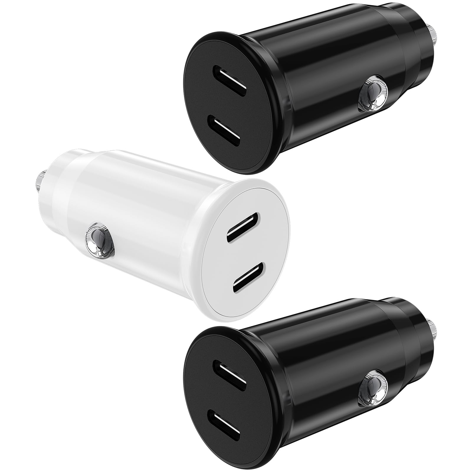 QZIIW USB C Car Charger Adapter,(3 Pack) Car Charger, Car Cigarette Lighter USB C Charger,Dual Port Fast Charging for iPhone 15/14/13/12 Series, Samsung Galaxy S23/S22/S21 Series, iPad Pro, AirPods