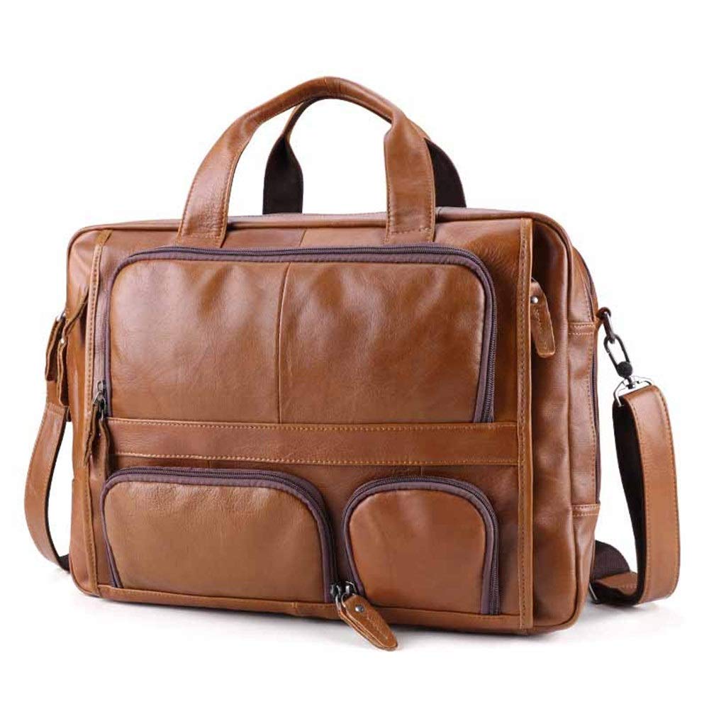 Sac de bureau d'affaires homme grand format en cuir véritable vintage