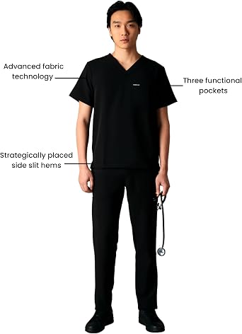 Members Only Brighton V-Neck Mens Scrubs Top with Pockets | Medical Scrubs for Men | Hospital Uniform | Stretch Fabric