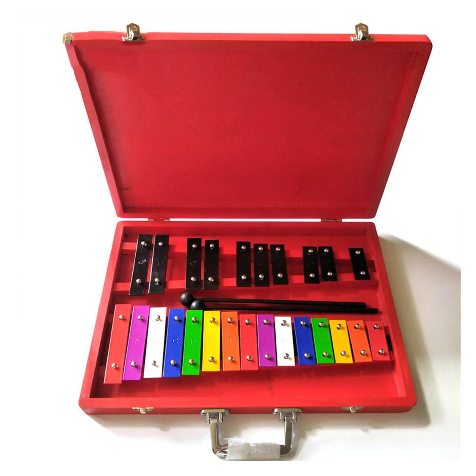 xilofono ​Legno Carillon per Strumenti Musicali con Piastra in Alluminio A 25 Toni, Scatola in Plastica, Colore per Pianoforte in Ferro, Carillon per Strumenti Musicali per La Prima Educazione