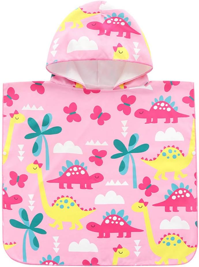 Soft Microfiber Quick Dry Hooded Beach Towels for Kids Dinosaur Printing Swim Coverups Summer Gift for Girls Boys Child for Swimming Pool