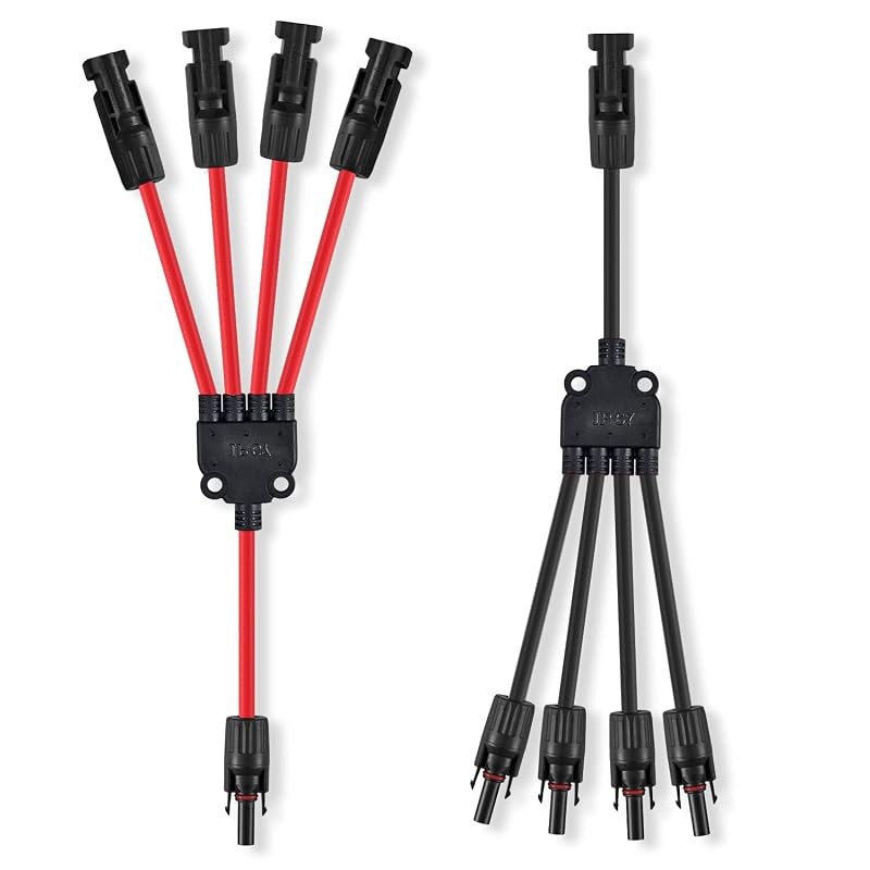 Par de conectores solares em paralelo 4 para 1, 10-12 AWG, M/FFFF e F/MMMM, SOYAN