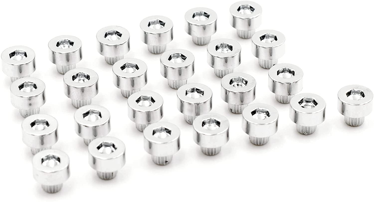 RTrhinoTuning 100pcs Wheel Rim Lip Rivets Nuts of 6.2mm/0.24in Hole Replacement Plastic Chrome Silver Rivets