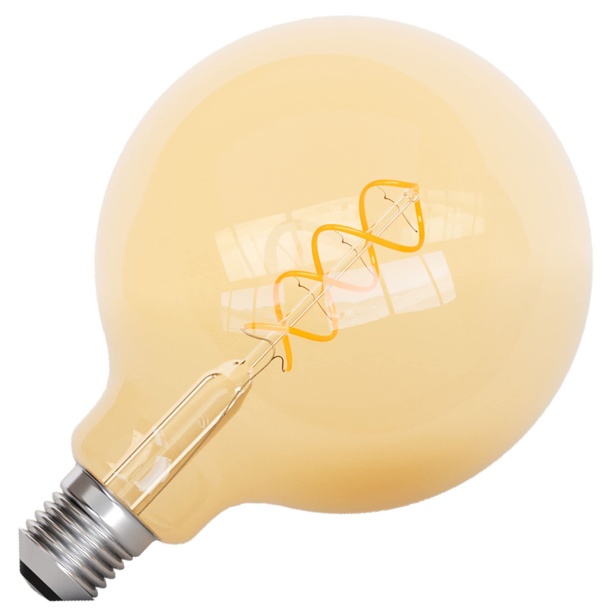linovum Globe - Set di 4 lampadine LED a filamento E27, dimmerabili, luce bianca calda, G125, forma sferica extra grande, stile vintage, Edison 3,4 W